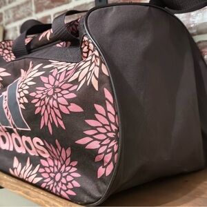 Adidas Pink and Brown Travel Bags with Floral Design
